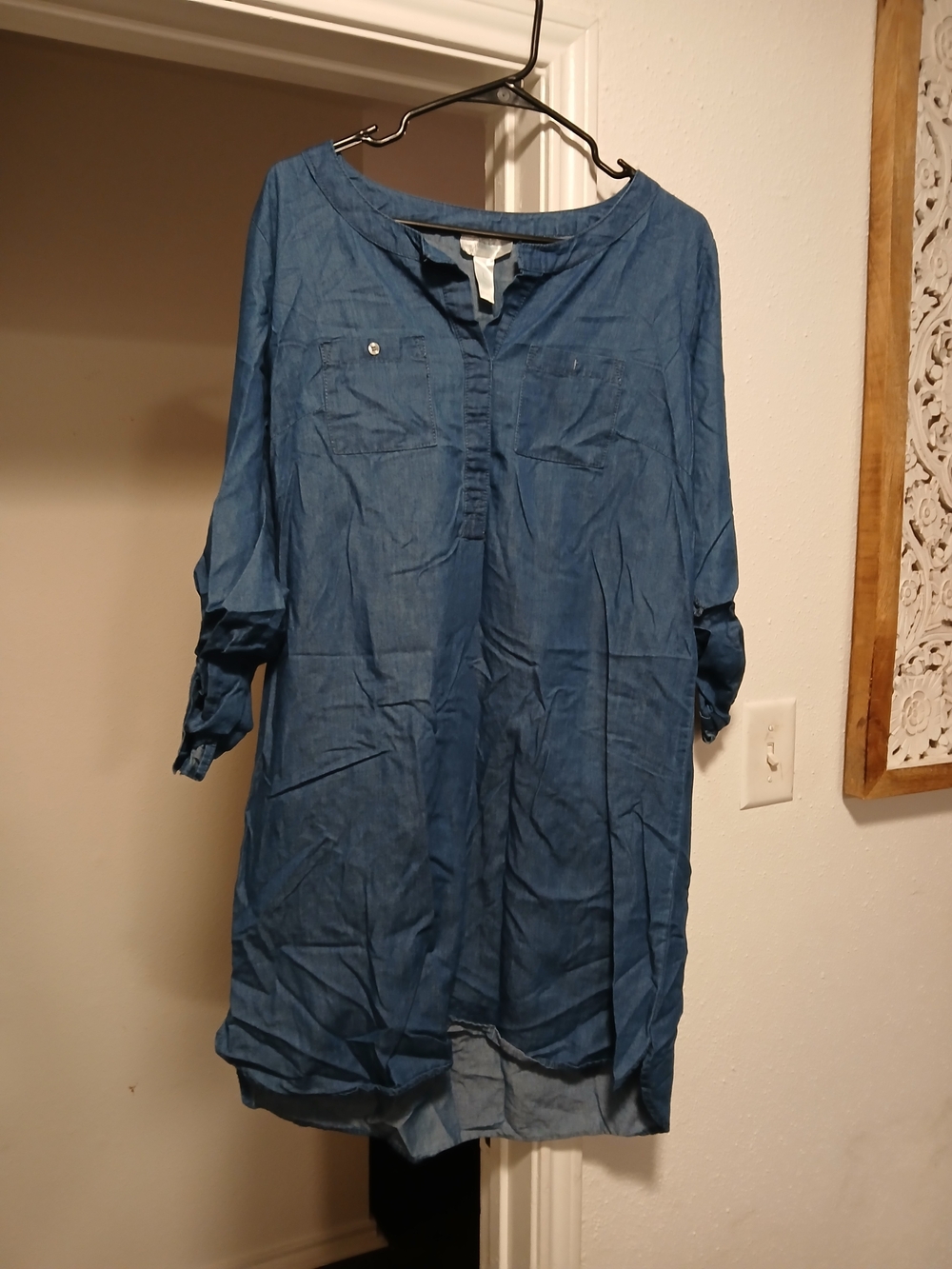 Just be Vintage Denim-Look Blue Shirt Dress